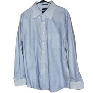 Saddlebred Easy Care Oxford Blue Striped Dress Shirt size 16.5